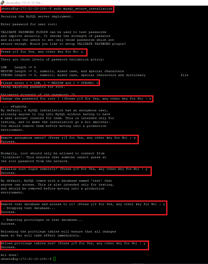 MySQL Server Secure Installation